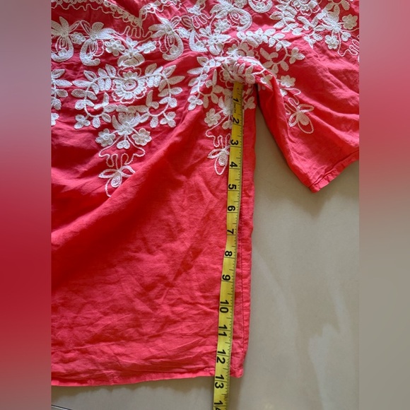 Flying Tomato Summer Tropical floral crochet orange White top plus Size 2X - Picture 10 of 16